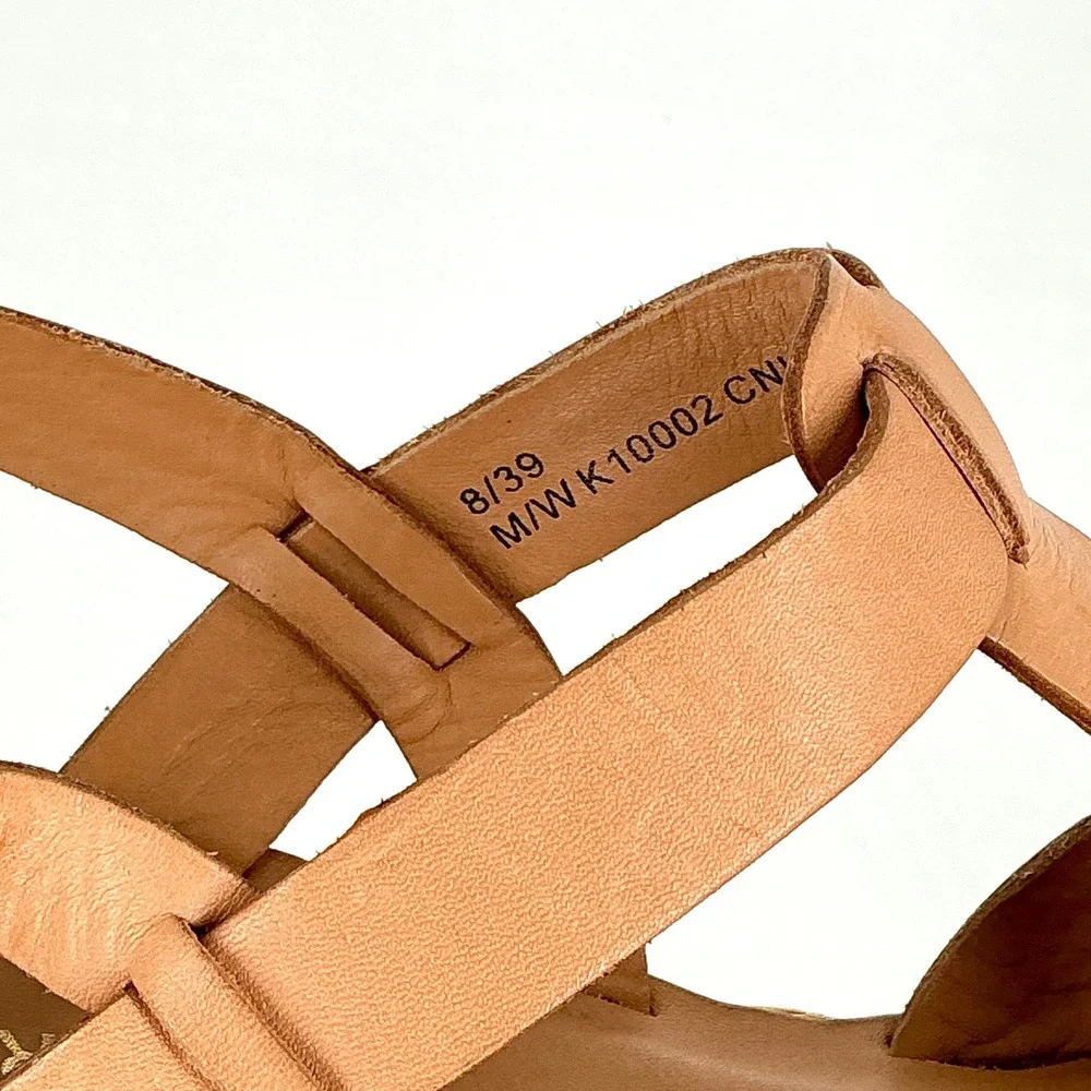Kork-Ease Size 8 Tan Leather Espadrille Platform Wedge Sandals Ande‎